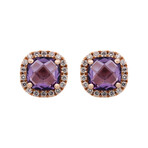 18K Rose Gold Amethyst + Diamond Stud Earrings // Store Display