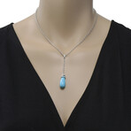 Damiani 18K White Gold Turquoise + Diamond Lariat Necklace // 17"-19" // Store Display