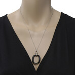 Damiani 18K White Gold Onyx + Diamond Pendant // 16"-20" // Store Display