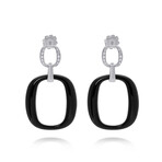 Damiani 18K White Gold Onyx + White Diamond Drop Earrings // Store Display