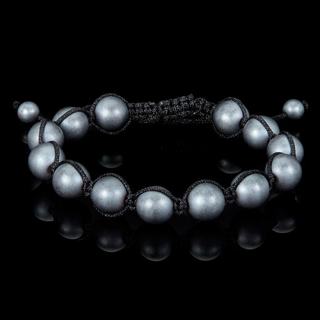 Matte Finish Hematite 10mm Round Stone Bead Adjustable Bracelet // 8"