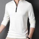 Contrast Zipper Quarter Zip Sweatshirt // White (3XL)