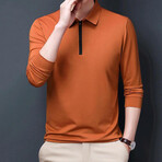 Sleek Contrast Zipper Quarter Zip Sweatshirt // Orange (L)