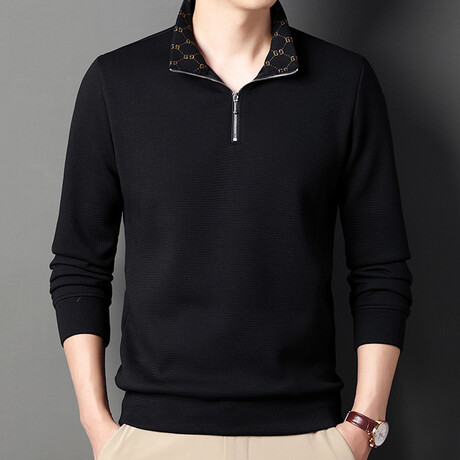 Quarter Zip Sweater // Black (M)