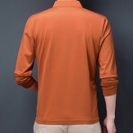 Sleek Contrast Zipper Quarter Zip Sweatshirt // Orange (L)