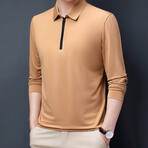 Sleek Contrast Zipper Quarter Zip Sweatshirt // Peach (L)