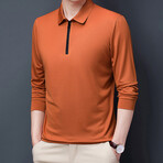 Sleek Contrast Zipper Quarter Zip Sweatshirt // Orange (L)