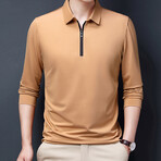 Sleek Contrast Zipper Quarter Zip Sweatshirt // Peach (L)