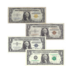 $1 Small Size US Currency Color Set // 4 Note Set // Lightly Circulated