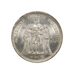 1873-A France 5 Franc Silver Hercules // PCGS Certified MS65 // Deluxe Collector's Pouch