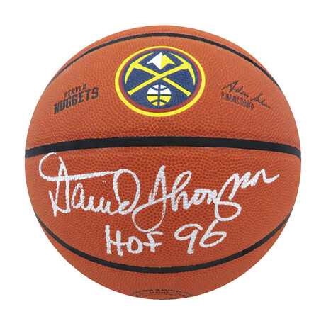 David Thompson // Signed Wilson Denver Nuggets Logo NBA Basketball w/HOF'96