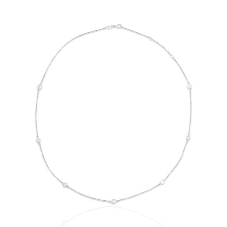 14K White Gold Diamond Necklace // 18" // New