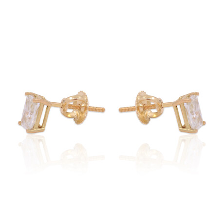 18K Yellow Gold Diamond Stud Earrings I // New