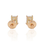 18K Yellow Gold Diamond Stud Earrings I // New