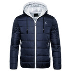 Matt Puffer Jacket // Dark Blue + White (XL)