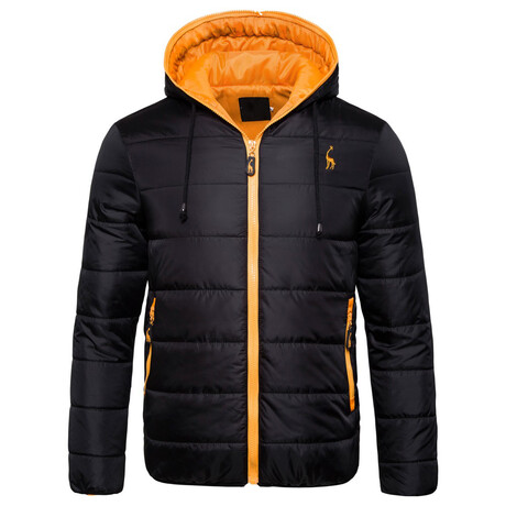 Matt Puffer Jacket // Black + Orange (XS)