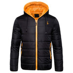 Matt Puffer Jacket // Black + Orange (XS)