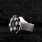 Revolver Rullette Design Silver Ring // Oxidized Silver (9)