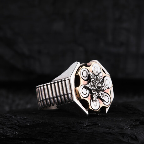 Revolver Rullette Design Silver Ring // Oxidized Silver (9)