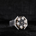 Revolver Rullette Design Silver Ring // Oxidized Silver (9)