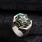 Green Arizona Chalchuite Silver Ring // Oxidized Silver (9)