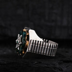 Green Arizona Chalchuite Silver Ring // Oxidized Silver (9)