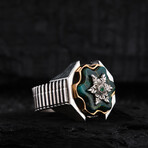 Green Arizona Chalchuite Silver Ring // Oxidized Silver (9)