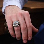 Arizona Chalchuite Stone Silver Ring // Oxidized Silver (9)