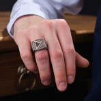 Harp Design Silver Ring // Oxidized Silver (9)