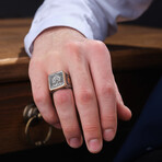 Poker Design Silver Ring // Oxidized Silver (9)