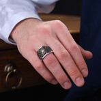 Sword + Double Axe Ring // Oxidized Silver (9)