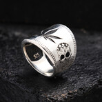 Skull Design Silver Ring // Oxidized Silver (9)