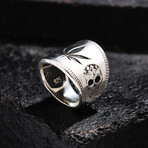 Skull Design Silver Ring // Oxidized Silver (9)