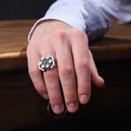 Revolver Rullette Design Silver Ring // Oxidized Silver (9)