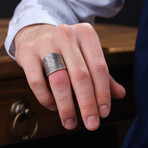 Earth Design Silver Men's Ring // Oxidized Silver (9)