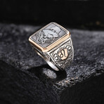 Poker Skull Design Silver Ring // Oxidized Silver (9)