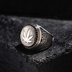 Plant Design Silver Men's Ring // Oxidized Silver (9)