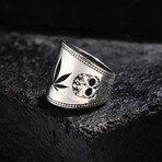Skull Design Silver Ring // Oxidized Silver (9)