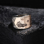 Poker Rose Silver Design Ring // Oxidized Silver (9)