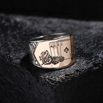 Poker Rose Silver Design Ring // Oxidized Silver (9)