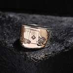 Poker Rose Silver Design Ring // Oxidized Silver (9)