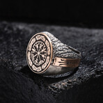 Vegvisir II Design Silver Men's Ring // Oxidized Silver (9)