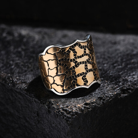 Black Micro Stones Silver Ring // Oxidized Silver (9)