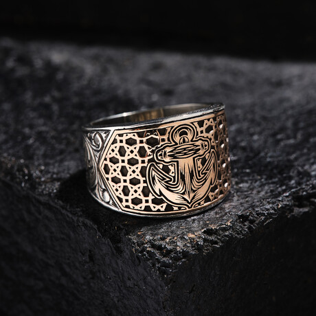 Anchor Design Silver Ring // Oxidized Silver (9)