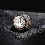 Plant Design Silver Men's Ring // Oxidized Silver (9)