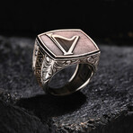 Harp Design Silver Ring // Oxidized Silver (9)