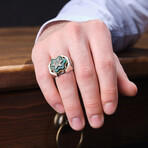 Green Arizona Chalchuite Silver Ring // Oxidized Silver (9)