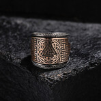 Valknut Design Silver Ring // Oxidized Silver (9)