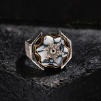 Arizona Chalchuite Stone Silver Ring // Oxidized Silver (9)