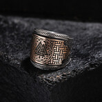 Valknut Design Silver Ring // Oxidized Silver (9)